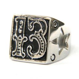 Bague à bijoux en acier inoxydable taille 7-14 numéro 13 étoile 316L livraison directe