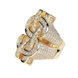 Bagues classiques en forme de dollar design amissié bijoux hip hop punk à la mode blanc sur
