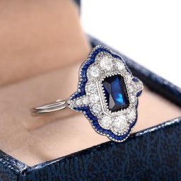 Huitan – bagues en zircon bleu foncé pour femme accessoires de luxe tendance anniversaire de