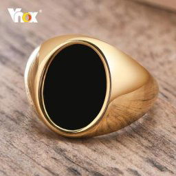 Vnox – bague Signet rétro pour hommes anneau supérieur rond carré en acier inoxydable de couleur