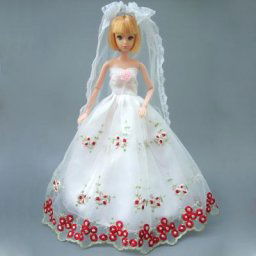 Robe de mariée blanche brodée en dentelle pour poupée Barbie tenue de princesse