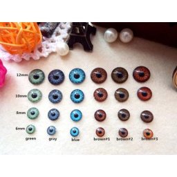 BJD Eyes Flat Back 4 tailles 6 couleurs au choix 6mm 8mm 10mm 12mm 20 pièces