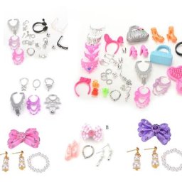 Ensemble d'accessoires de poupées pour enfants collier boucle d'oreille nœud papillon couronne