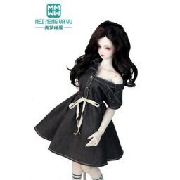 BJD Butter-Robe en denim et chaussures en cuir pour poupées vêtements à rotule accessoires de