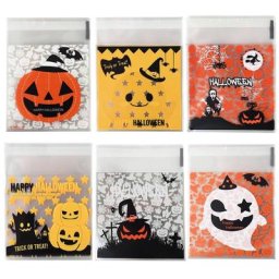Sac d'emballage en cellophane transparent décor de fête d'Halloween sacs astuces ou anxieux