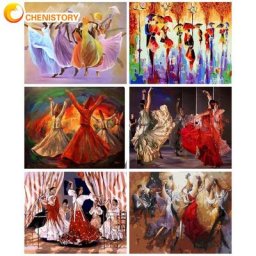 CHENISTORY – peinture à l'huile par numéros de danse de couleur peinture par numéros de femme