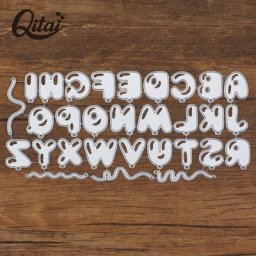 QITAI-Matrices de découpe en métal 26 lettres forme de ballon avec ligne galets d'alphabet
