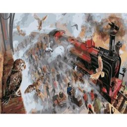 Gatyztoire – peinture à l'huile par numéros paysage de Train pour adulte toile à colorier image
