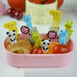 Fourchette à fruits en plastique pour enfants expression de dessin animé cure-dents à fruits