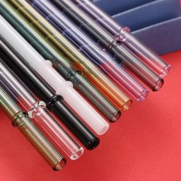 Pailles en verre coloré à haute teneur en Borosilicate réutilisables résistantes à la chaleur