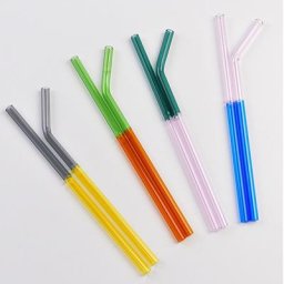Pailles en verre à haute teneur en Borosilicate réutilisables colorées accessoires de fête pour