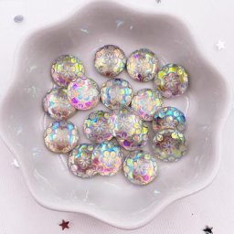 Lèvent en résine brillante de 12mm 80 pièces pierres précieuses rondes à dos plat biscuits