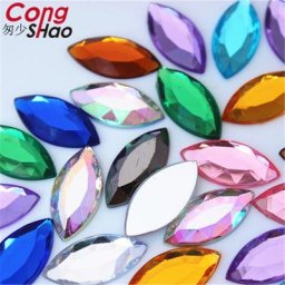 Cong Shao – 100 pièces de strass acryliques en forme de Marquise pierres appliquées et cristal dos