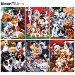 Closhine-Peinture Diamant 5D Broderie de Chien Bricolage Point de Croix Chat Animal Strass