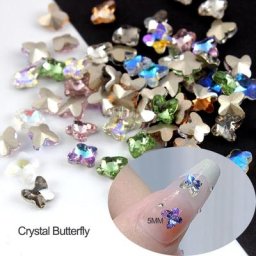 Mini fond pointu papillon verre cristal Nail Art strass 5MM 3D Nail Art accessoires de décoration