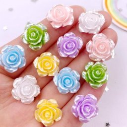 Strass en résine de Rose à dos plat 40 pièces 15mm perles fleur ornement de mariage Scrapbook