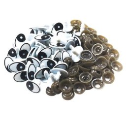Yeux de sécurité artisanaux en plastique 60 pièces noir et blanc avec rondelles pour poupées