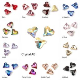 Strass fantaisie 3D en pierre de cristal cœur oblique à fond pointu décoration pour nail art