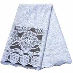 Tissu en dentelle africaine blanche pour robe de femme dentelle nigWin avec pierres tulle 50