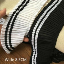 Garniture de bord de ruban de dentelle 3D pour robe mousseline plissée élastique style collège