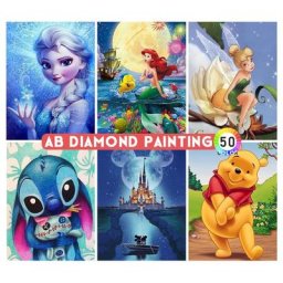 Kit de peinture diamant Disney pour la décoration intérieure image de princesse de dessin animé
