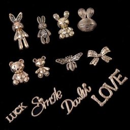 Pendentif en alliage 10 pièces sac en forme de cœur pendentif strass ornement de bouton