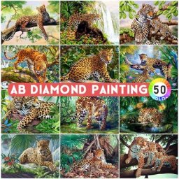 AB Perceuses Diamant Peinture Léopard Point De Croix Kit Mosaïque Animal Image De Strass Art
