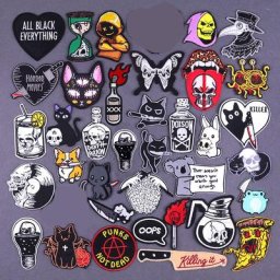 Patchs brodés d'animaux Punk pour vêtements autocollants bouteille de Poison crâne Patch à