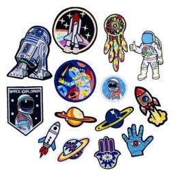 Patch pour vêtements d'astronautes autocollant de vêtements d'astronautes UFO monde triste fer à