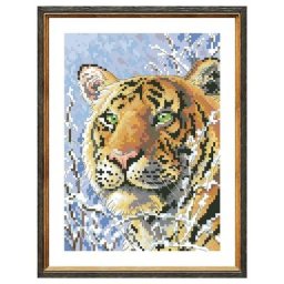 Tigre en point de croix dans la neige paquet de fil de soie en coton animal 18ct 14ct 11ct
