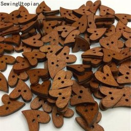 Boutons de couture en bois marron en forme de cœur 50 pièces vêtements pour enfants Scrapbooking