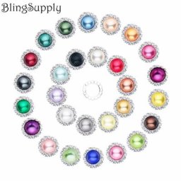 Perles décoratives scintillantes sans rayures de 20mm boutons en strass en cristal à dos plat