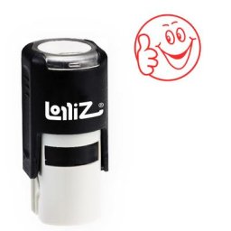 LolliZ-Tampon auto-encreur rond image de visage souriant tampon d'enseignant avec couvercle