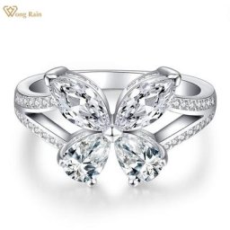 Wong Rain – bague de fiançailles en argent Sterling 925 pour femmes bijoux en saphir blanc vente