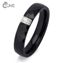 bague femme Anneaux uniques femmes 4mm noir blanc bague en céramique pour femmes inde pierre cristal