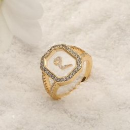 Bague en verre de style arabe pour femme lettre arabe design carré accessoire de bijoux de fête