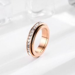 Bague de mariage empilable en acier inoxydable pour femmes et filles CZ Eternity Spinner taille