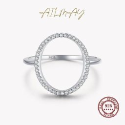 Ailmay – bague ronde et éblouissante en argent Sterling 100% pour femmes et filles accessoires de