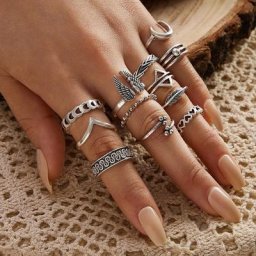 Ensemble de matiques géométriques pour femmes bijoux Boho matiques vintage aile lune Knuckle