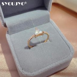 SYOUJYO-Alliances de mariée triangle pour femmes bijoux en cristal brillant naturel romantique
