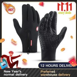 Gants de cyclisme à écran tactile coupe-vent mitaines de ski chauds temps froid sports de
