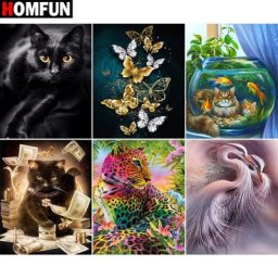 MFUN-Peinture diamant complète 5D motif papillon chat léopard perceuse en résine broderie