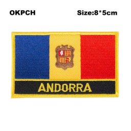 Patch drapeau brodé en forme carrée de l'andorre pour vêtements