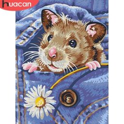 HUACAN – peinture diamant thème Hamster perceuse complète 5D images de strass décor de maison
