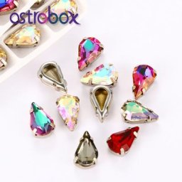 Strass de décoration en verre 8x13mm 10 pièces boutons en cristal à coudre sur les griffes