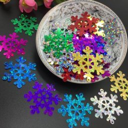 Flocons de neige en PVC 40mm 200 pièces/lot avec 2 trous pour décoration de noël rideau à faire