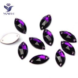 YANRUO – pierres précieuses brillantes en velours violet toutes tailles cristal de Navette cousu