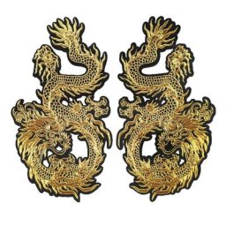 Patchs brodés de dragons d'or chinois fer à coudre sur des badges robe sac jean chapeau