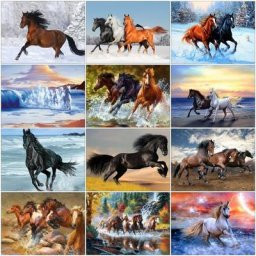 MTEN – peinture de cheval en diamant 5D broderie complète image d'animaux mosaïque strass