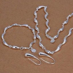 Ensemble de bijoux goutte d'eau en argent regardé 925 pour femmes colliers boucles d'oreilles